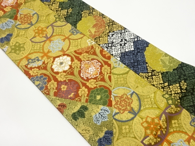 JAPANESE FUKURO OBI / KARA-ORI / WOVEN FLOWER ARABESQUE